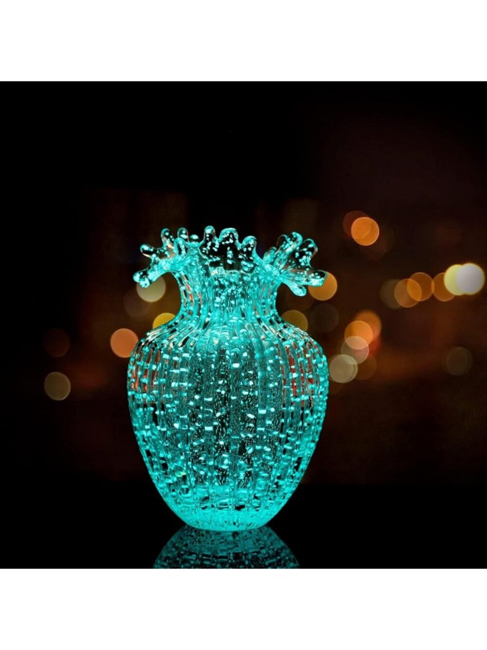 Luminous Waves Handmade Glass Flower Vase - Decorative Floral Centerpiece